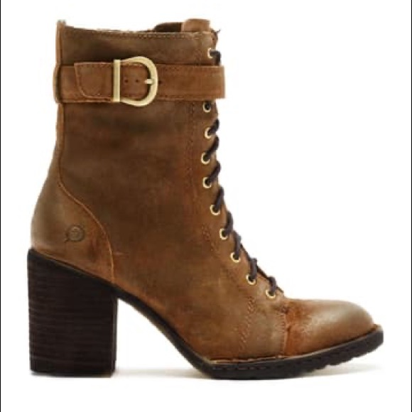 Born Shoes - Born Suede Lace Up Cass Block Heel Boots 10M